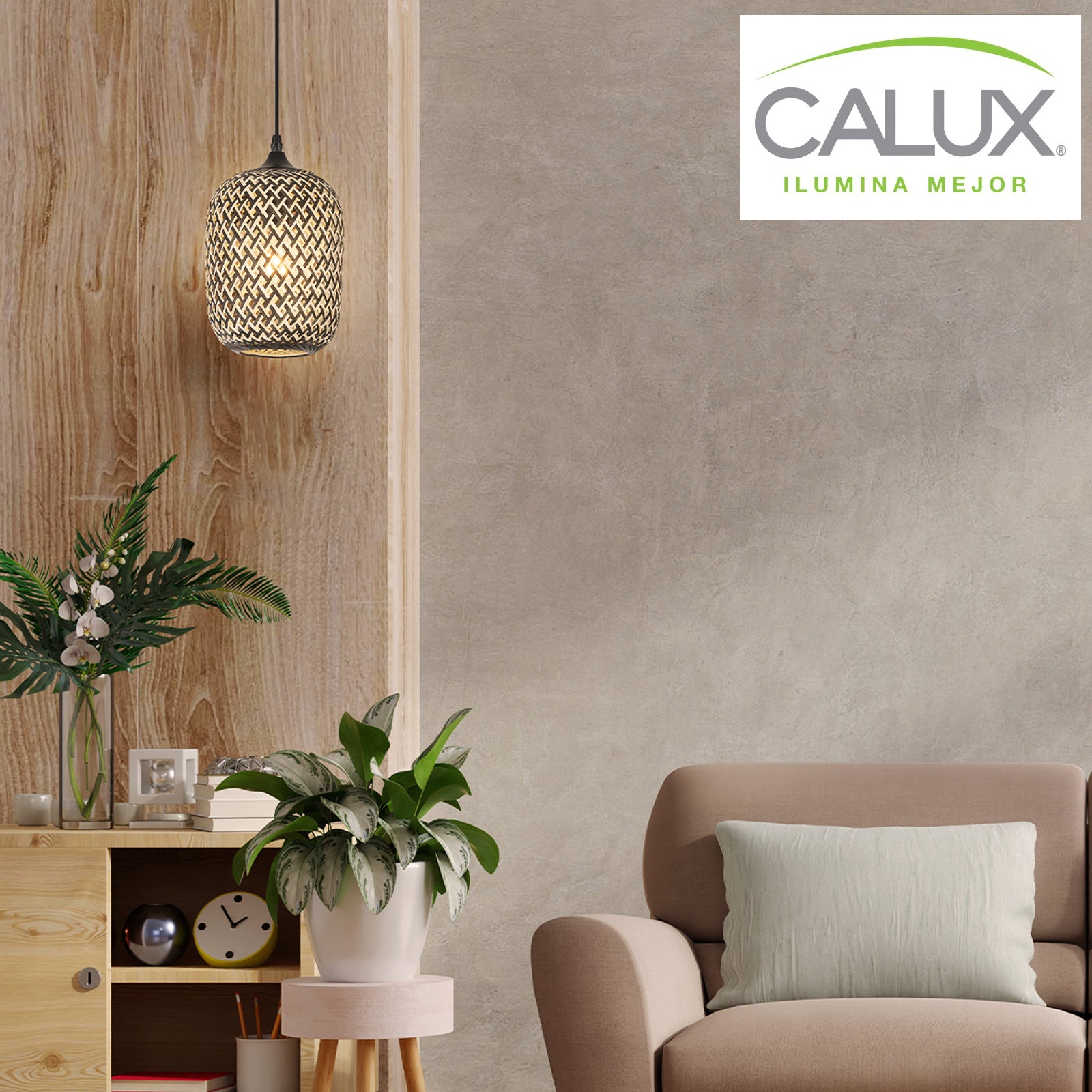 Lámpara Colgante Bambú 40W Calux 7009-E27/BMB