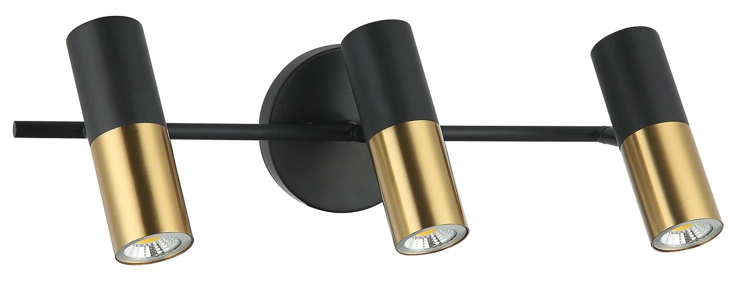 Lámpara Decorativa de Interior Triple GU10 | 3x5W Luz Cálida Serie Grigo  Negro con Dorado - 2G