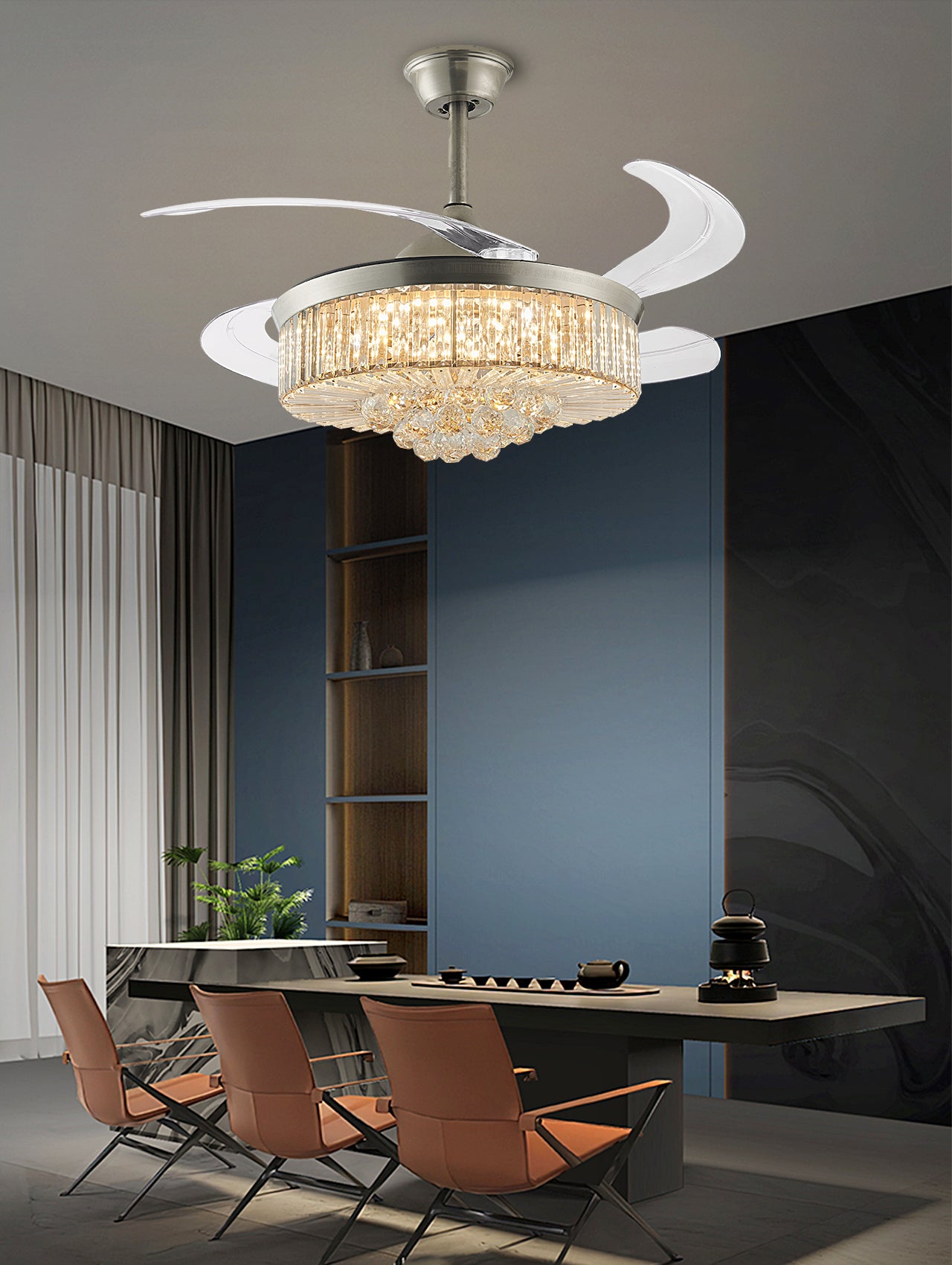 Ventilador Royale Cristal 6 Velocidades LED 75W 85-265V Cromo – LUXICA