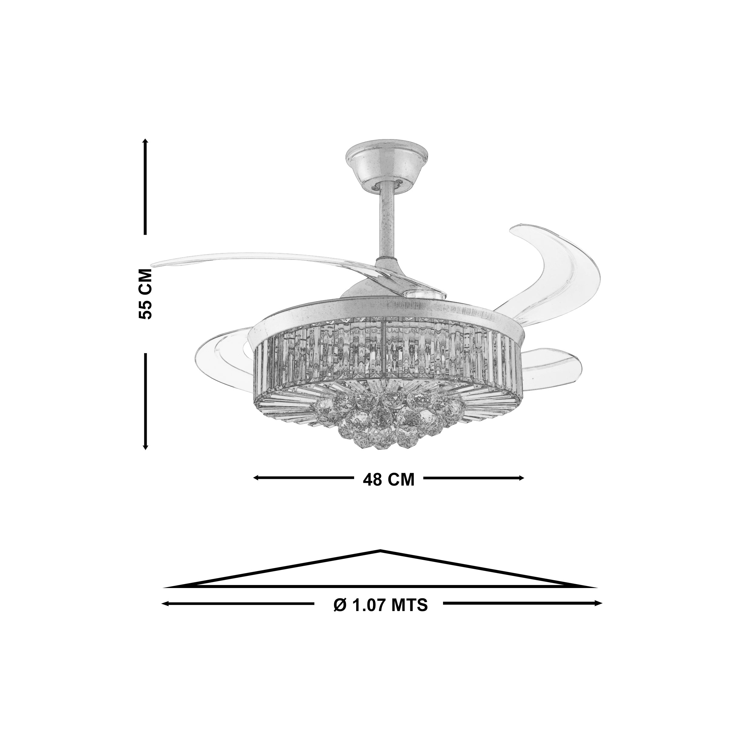 Ventilador Royale Cristal 6 Velocidades LED 75W 85-265V Cromo – LUXICA