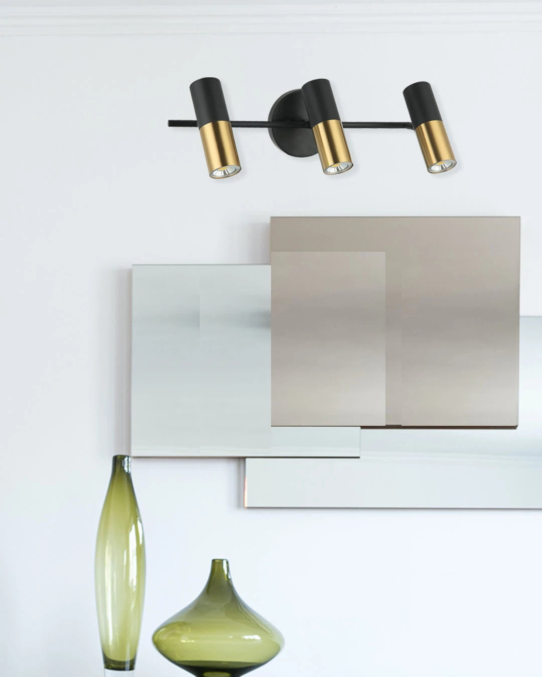 Lámpara Decorativa de Interior Triple GU10  3x5W Luz Cálida Serie Grigo  Negro con Dorado - 2G