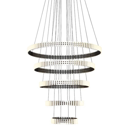 Lámpara Colgante LED 240W de Interior Luz Cálida 3000K  Serie Piano Modelo  Cristal y Hierro Negro - STRATTO