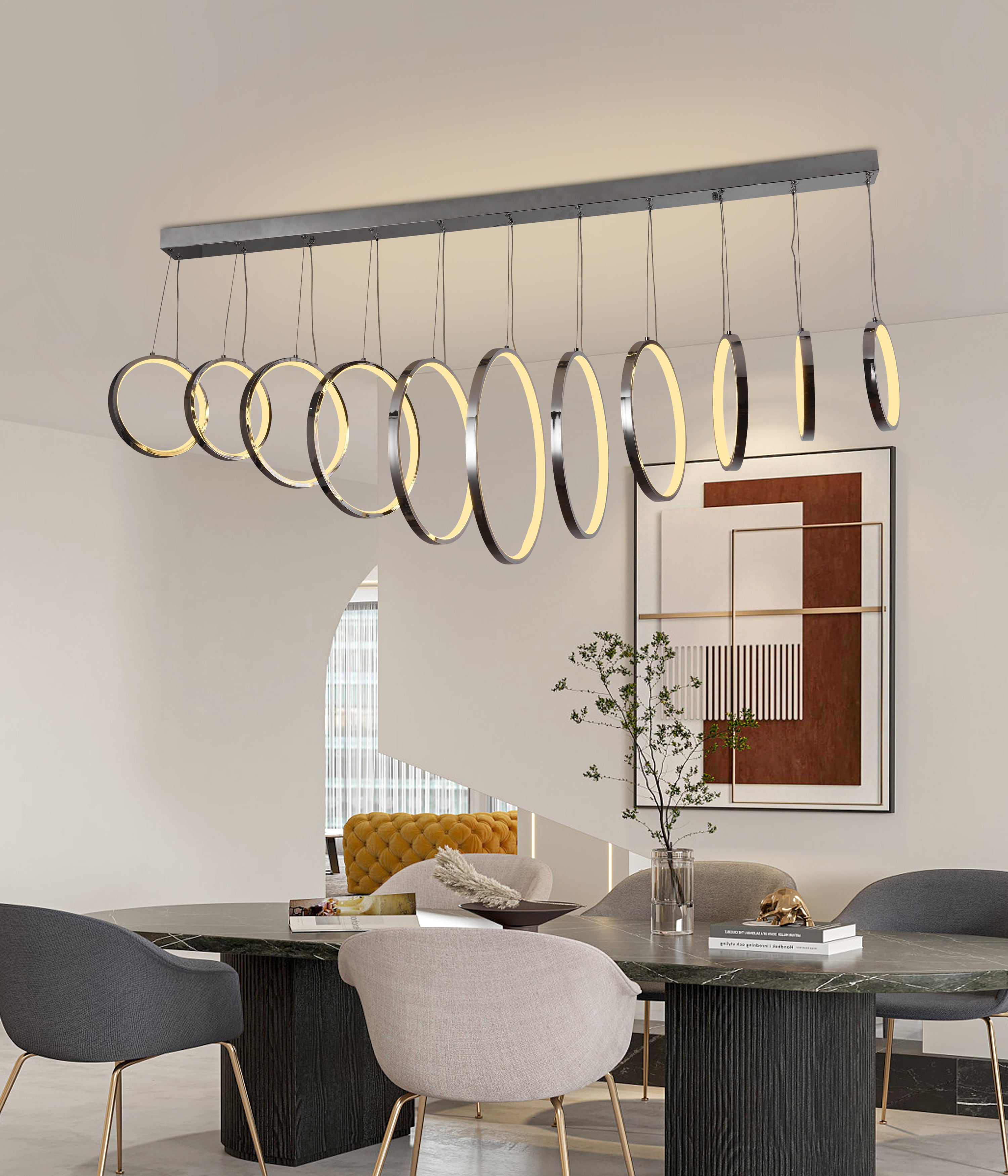 Lámpara Colgante LED Cromo Grecia 3 Tonos Control – Luxica