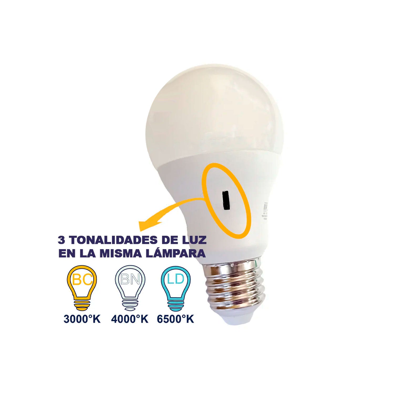 Foco LED LUMMI A60 9W 3 Tonos de Luz  E26 100-240V Opalino  - LUMMI