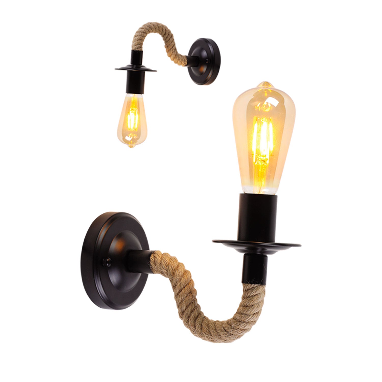 Lámpara de Pared con Mecate Natural Aplique Rústico Costero de 1 Luz Base E27 para Interior - NGR