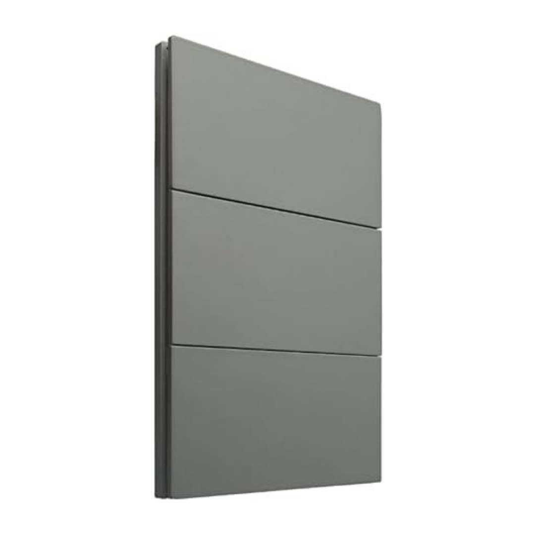 Placa Luxury Apl-403 Con 3 Interruptores De 3 Vías Gris Oxford Skin Feel  Diseño Elegante, Ultrasuave Y Resistente - Luxury Artlite