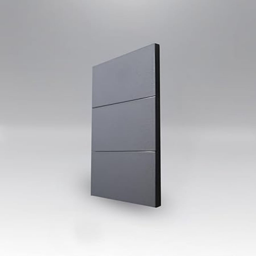 Placa Luxury Apl-403 Con 3 Interruptores De 3 Vías Gris Oxford Skin Feel  Diseño Elegante, Ultrasuave Y Resistente - Luxury Artlite