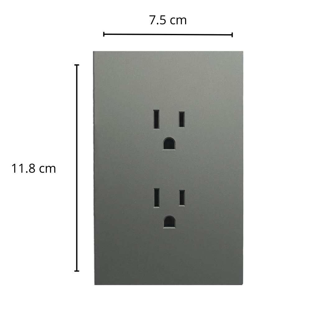 Placa Luxury Apl-404 con Doble Contacto  Gris Oxford Skin Feel  127–250v 15a  Diseño Elegante y Ultrasuave  - Luxury Artlite