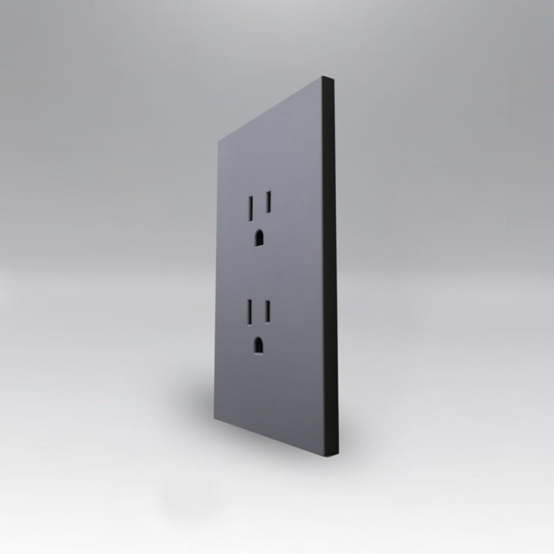 Placa Luxury Apl-404 con Doble Contacto  Gris Oxford Skin Feel  127–250v 15a  Diseño Elegante y Ultrasuave  - Luxury Artlite