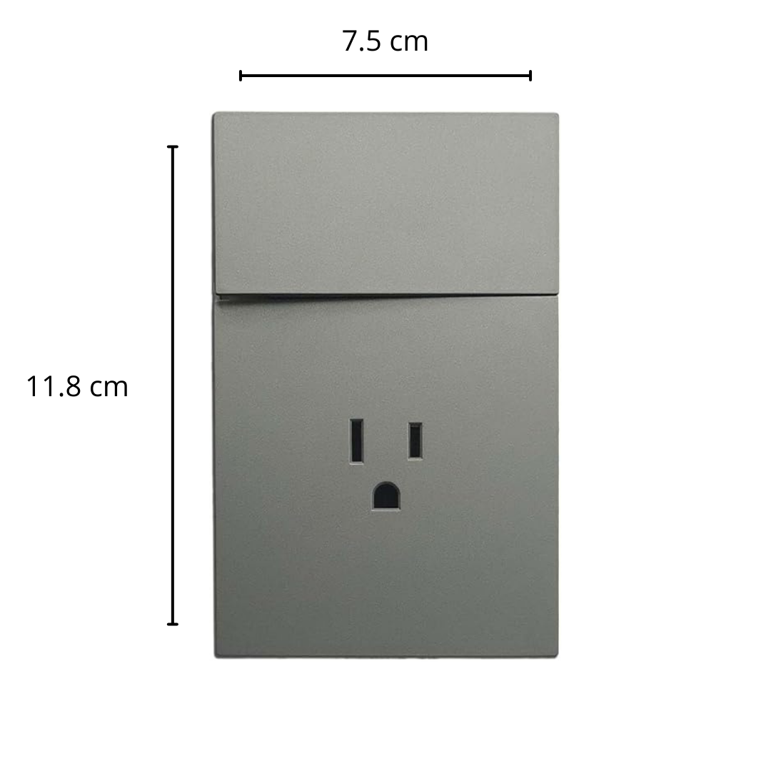 Placa Luxury APL-405 con Contacto Y Apagador De 3 Vías  Gris Oxford Skin Feel  127–250v 15a  Diseño Elegante y Funcional- Luxury Artlite