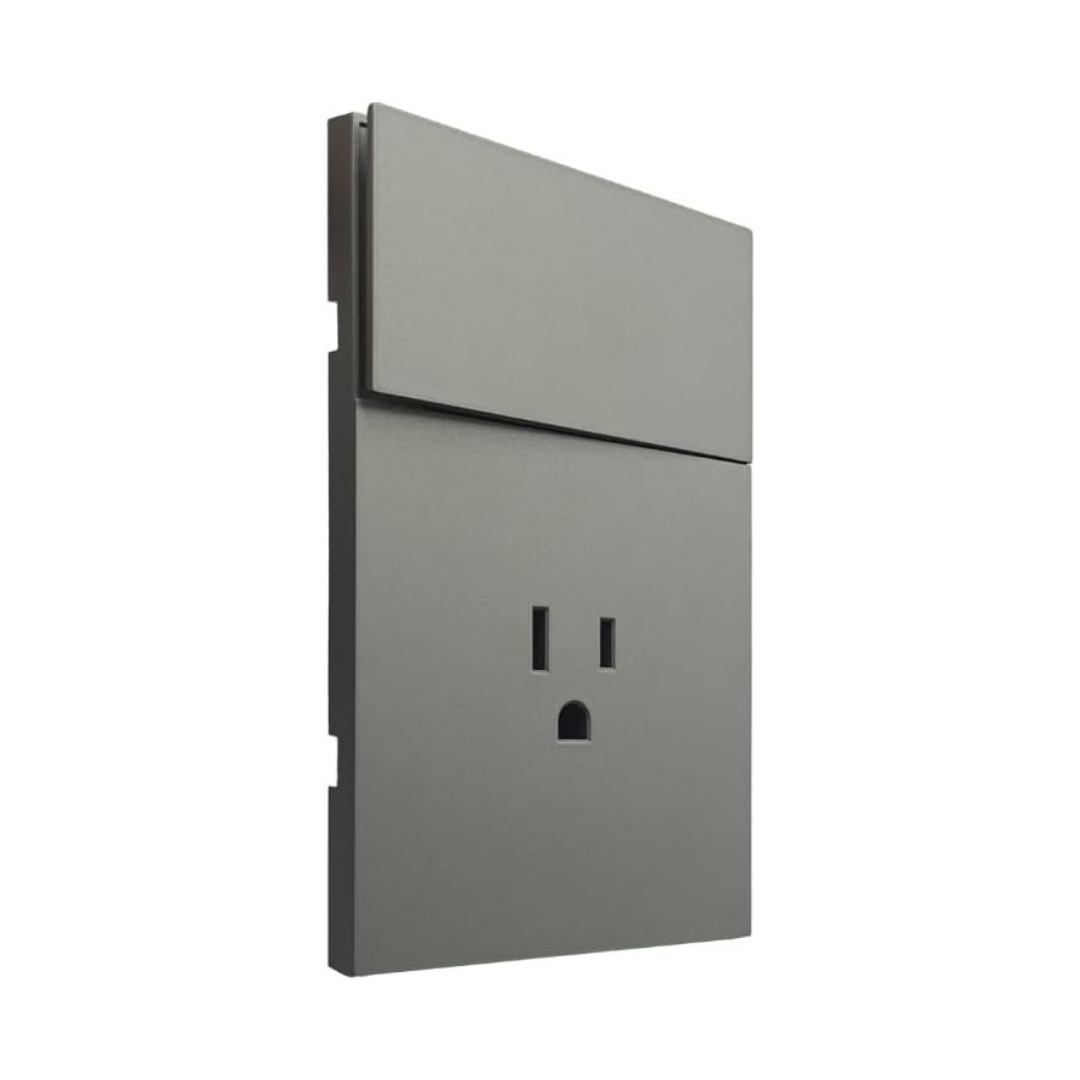 Placa Luxury APL-405 con Contacto Y Apagador De 3 Vías  Gris Oxford Skin Feel  127–250v 15a  Diseño Elegante y Funcional- Luxury Artlite