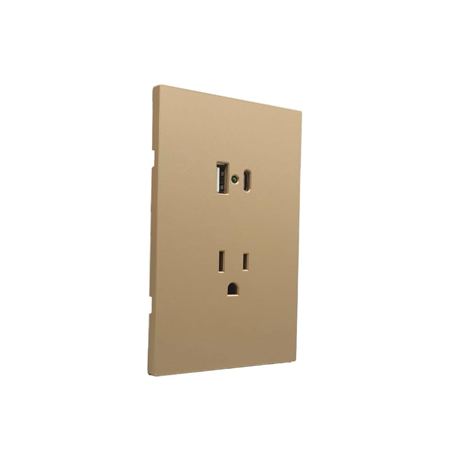 Placa Luxury APL-507 dorado skin feel - contacto 15A y cargador USB tipo A y C, 5V, 2.1A para interior - ARLITE