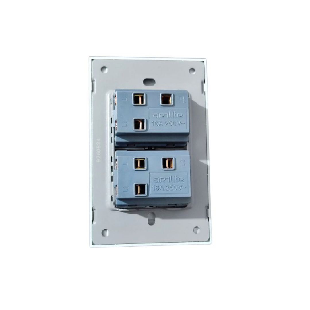 Placa Luxury APL-602 con 2 Interruptores de 3 Vías  Color Negro Skin Feel  127–250v 15a Diseño Elegante y Ultrasuave Para Interiores- Luxury Artlite