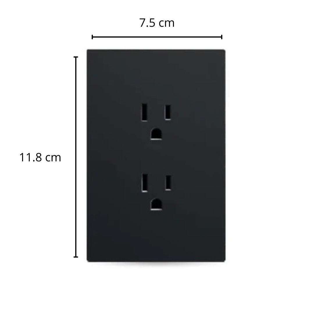 Placa Luxury APL-604 con Doble Contacto Color Negro Skin Feel  127–250v 15a  Diseño Elegante, Funcional y Resistente- Luxury Artlite