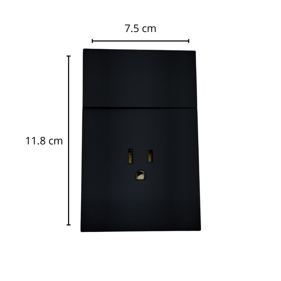 Placa Luxury APL-605 con Contacto y Apagador  1 Interruptor de 3 Vías  Color Negro Skin Feel  127–250V 15A  Diseño Moderno y Funcional – LUXURY ARTLITE