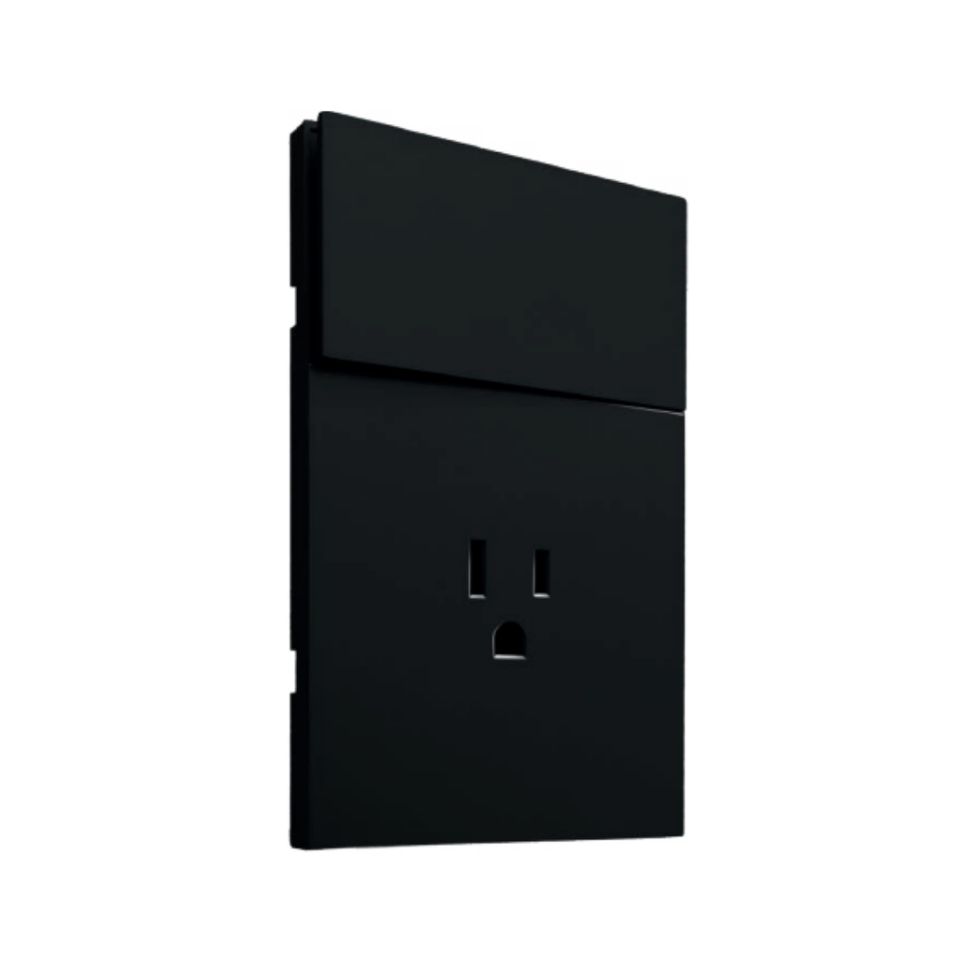 Placa Luxury APL-605 con Contacto y Apagador  1 Interruptor de 3 Vías  Color Negro Skin Feel  127–250V 15A  Diseño Moderno y Funcional – LUXURY ARTLITE