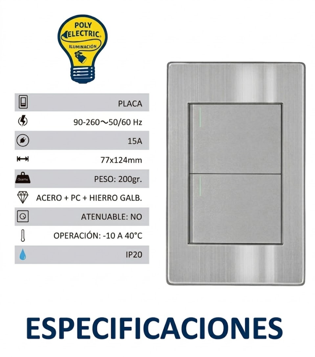 Placa con 2 Apagadores de 3 Vías (Escalera) Gris - ARTLITE