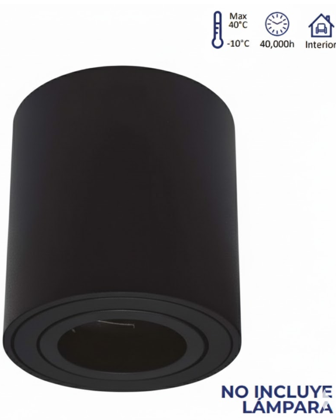 Luminaria Cilíndrica Dirigible GU10 para Techo Color Negro Sobreponer Interior - ARTLITE