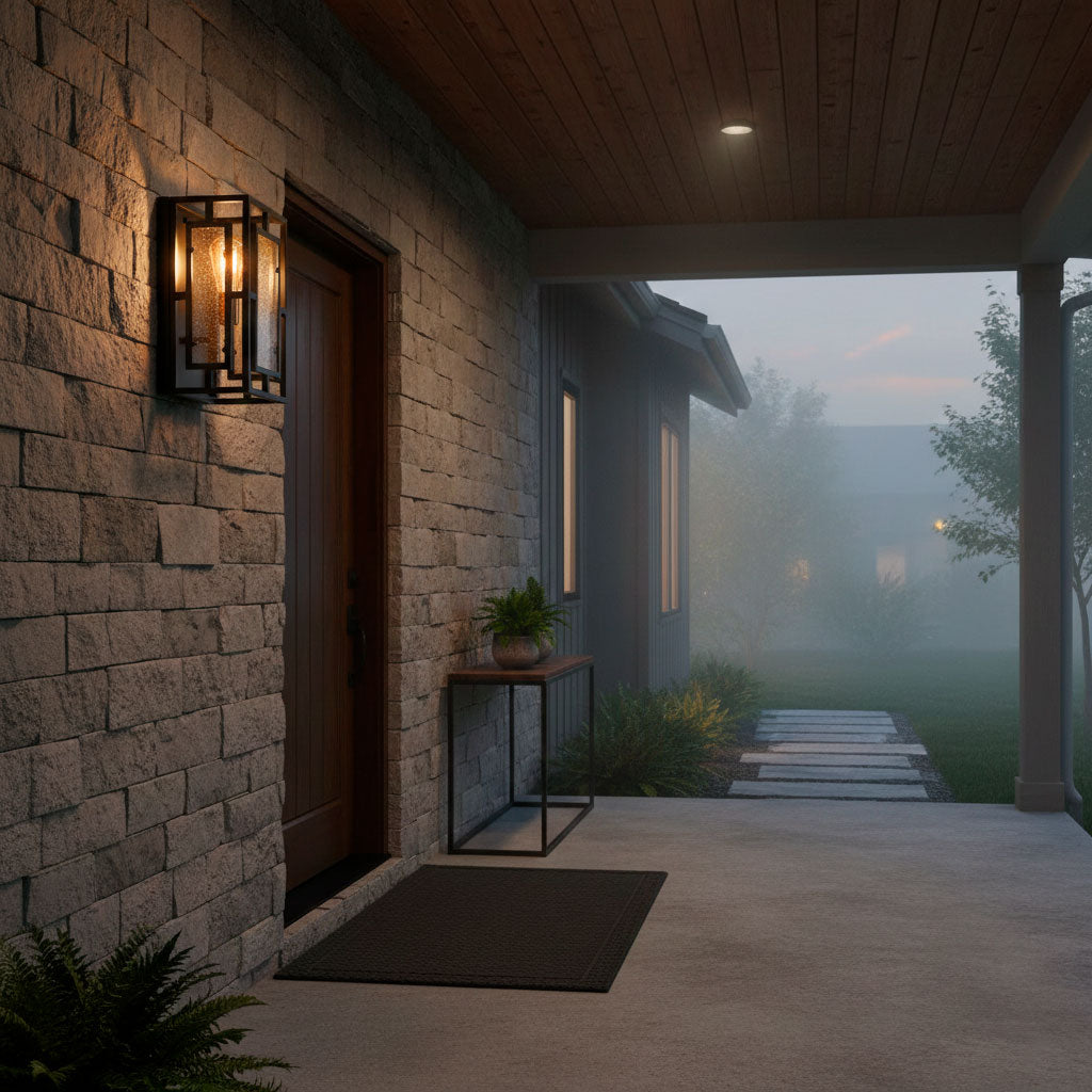 Lámpara de Pared Negro 1 Luz E27 Mod. AVG-01  Apliqué Vintage con Cubierta de Vidrio - NGR