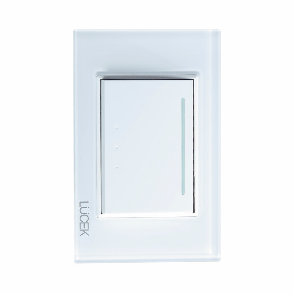 Placa con 1 Interruptor de Escalera de 3 Módulos, Cristal Blanco - LUCEK