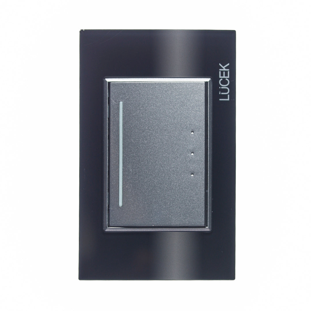 Placa con 1 Interruptor Sencillo de 3 Módulos, Cristal Negro - LUCEK