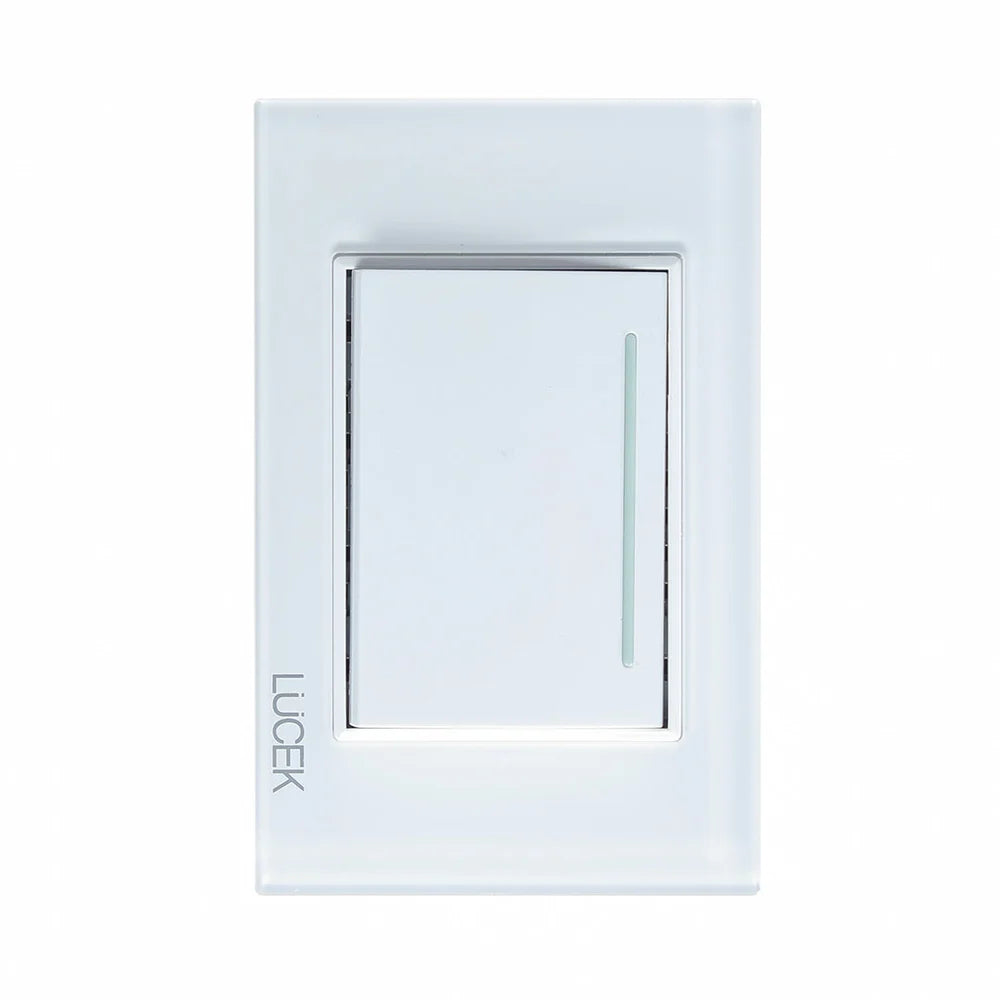 Placa con 1 Interruptor Sencillo de 3 Módulos Cristal Blanco - LUCEK
