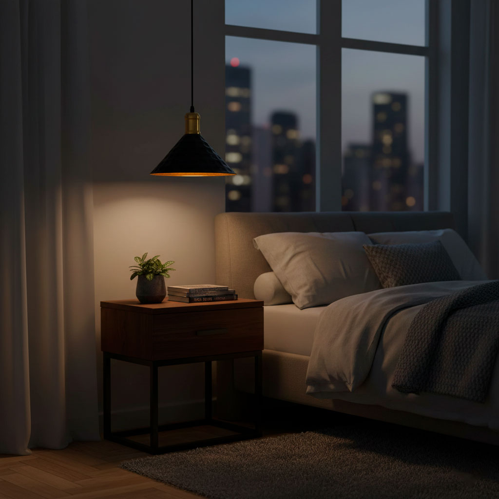 Lámpara Colgante de Techo Elegante y Moderna Vintage Negro con Interior Dorado –  NGR