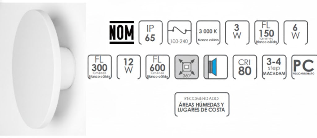 LUMINARIA LED DE PARED EXTERIOR 12W IP65 DISEÑO MODERNO Y AHORRO ENERGÉTICO ILUMILEDS