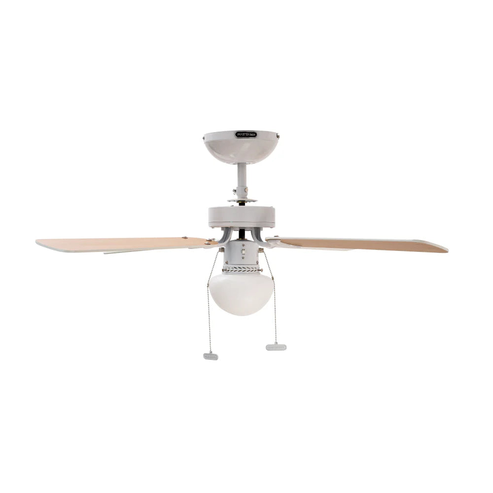 Ventilador de Techo Condesa 42” Blanco con Luz, 4 Aspas Reversibles Maple/Blanco – Masterfan