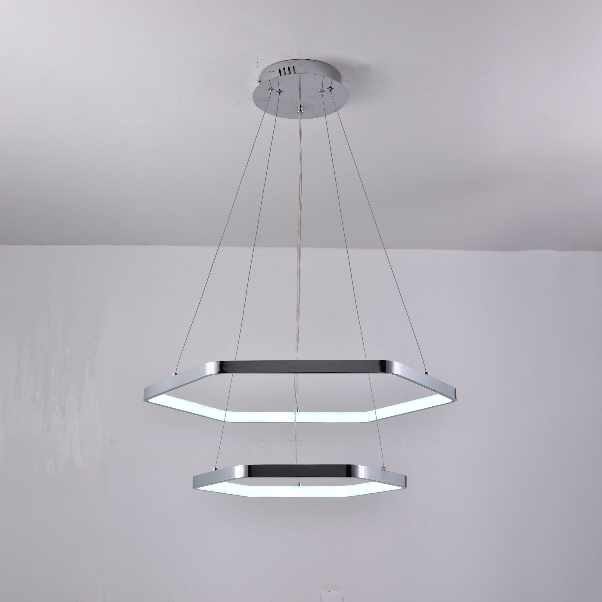 Lámpara Colgante Led Color Cromo Con Control - Luxica