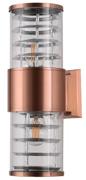 Lámpara  Arbotante Exterior de Pared Decorativa en Aluminio y Vidrio Cobrizado  - NGR