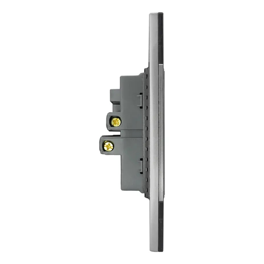 Placa con Contacto Dúplex USB y Tipo C Carga Rápida de 3 Módulos Cristal Negro - LUCEK