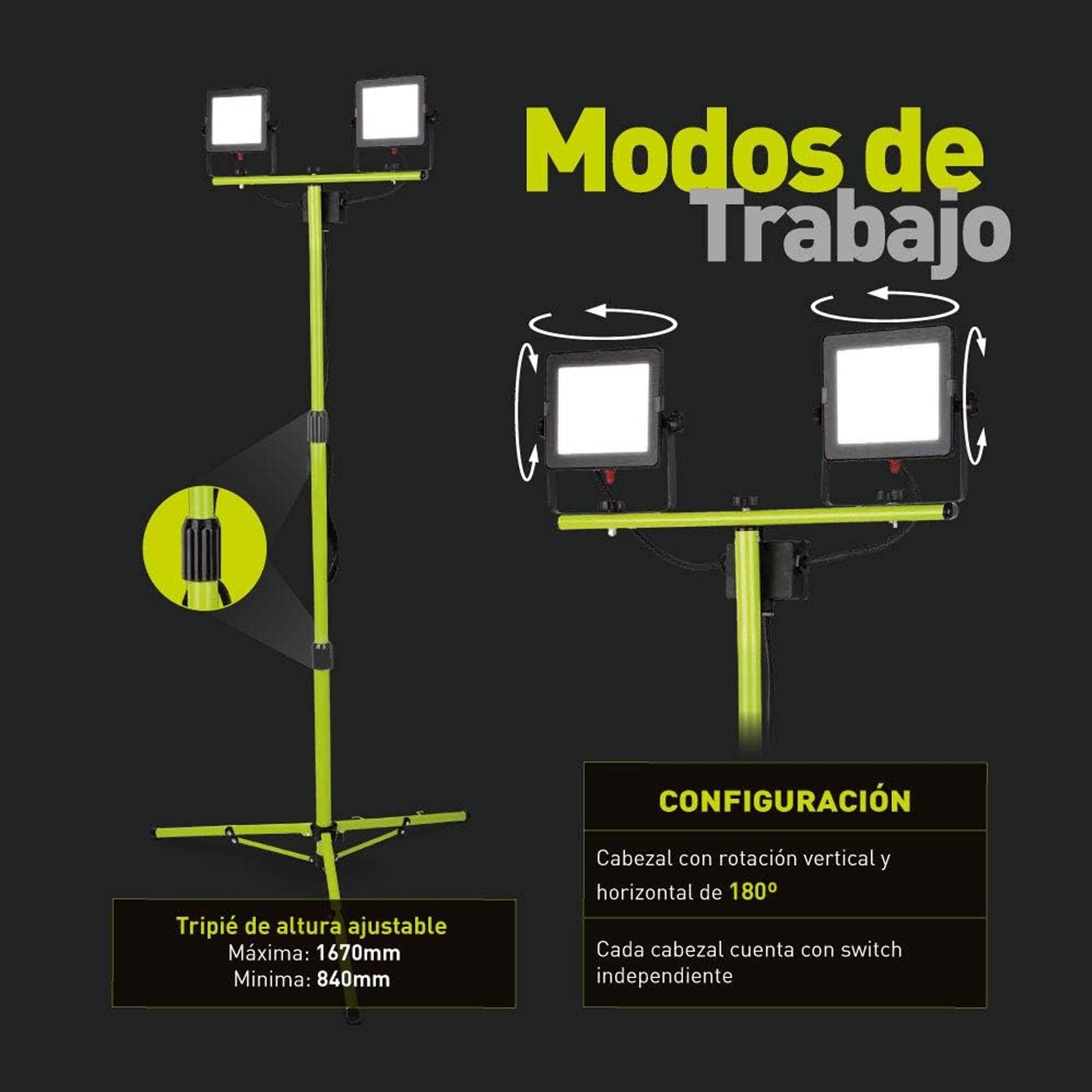 Worklight Eco con Tripié 2x20W IP65 – Luceco