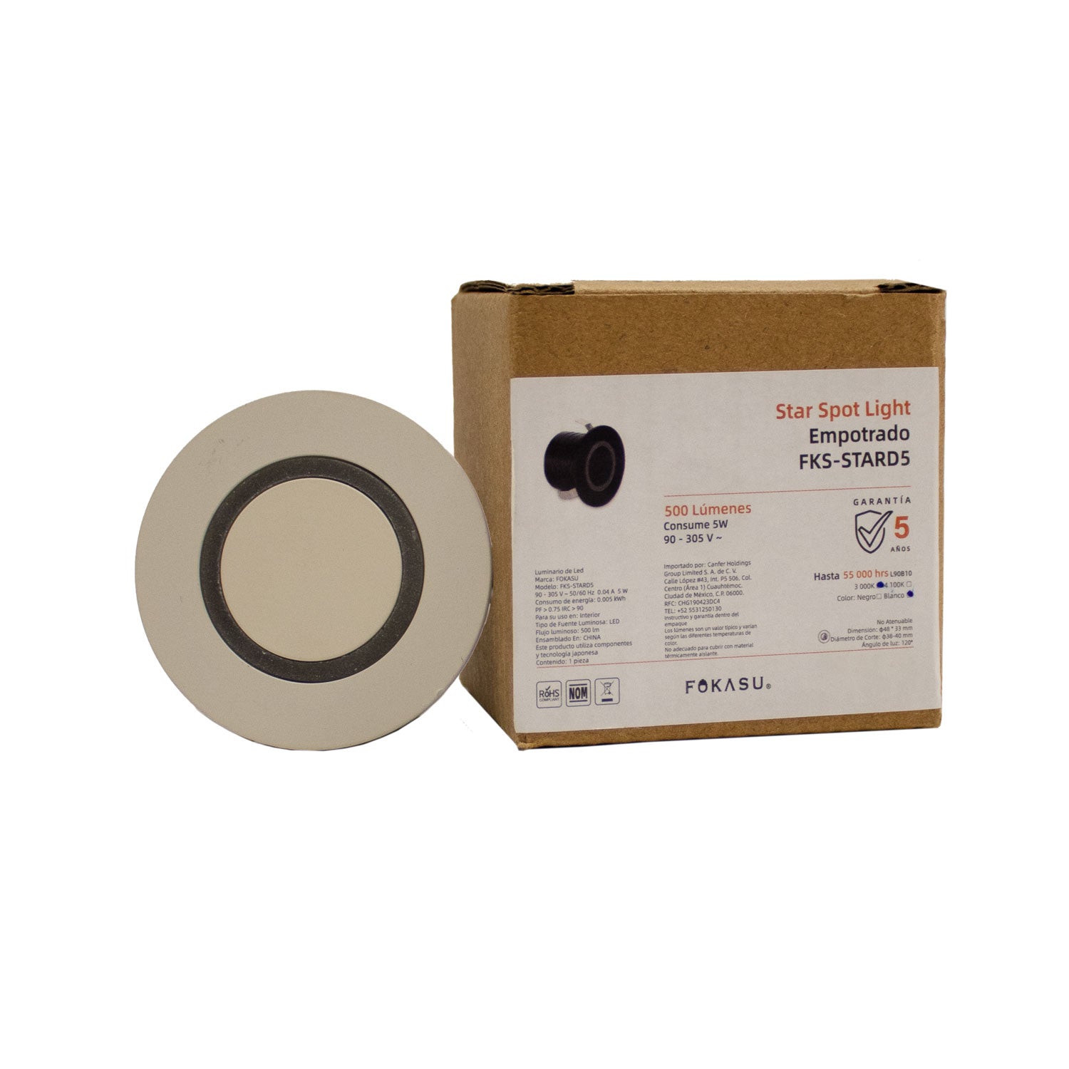 Star Spot Light Empotrado 5W 3000K Blanco – Fokasu