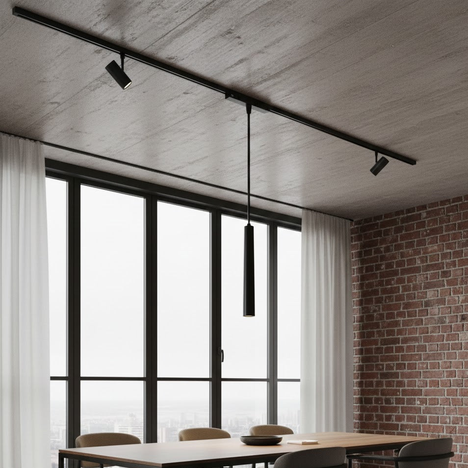 Luminaria LED Colgante 10W 48V Diseño Moderno Negro, Blanco Cálido para Riel Magnético ILUSUSPMAG10W ILUMILEDS
