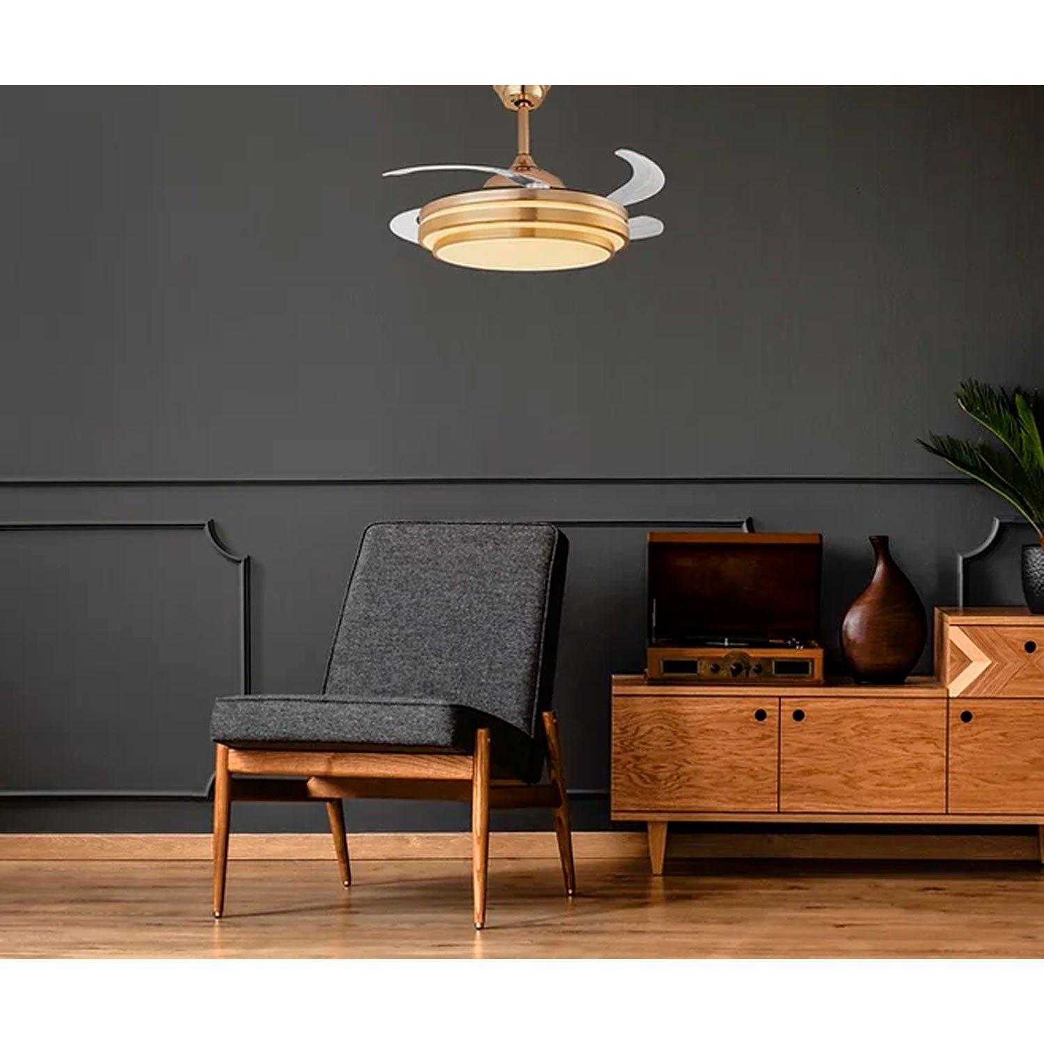 Ventilador de Techo Decorativo Retráctil con Luz LED, Control Remoto, App y 6 Velocidades – Luxica