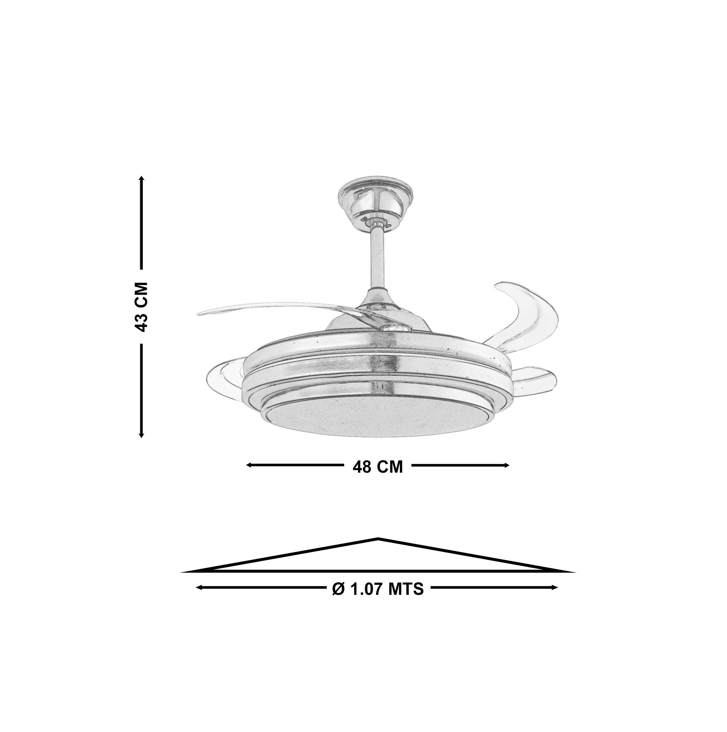 Ventilador de Techo Retráctil con Luz LED, Chromo Control Remoto, App y 6 Velocidades – LUXICA