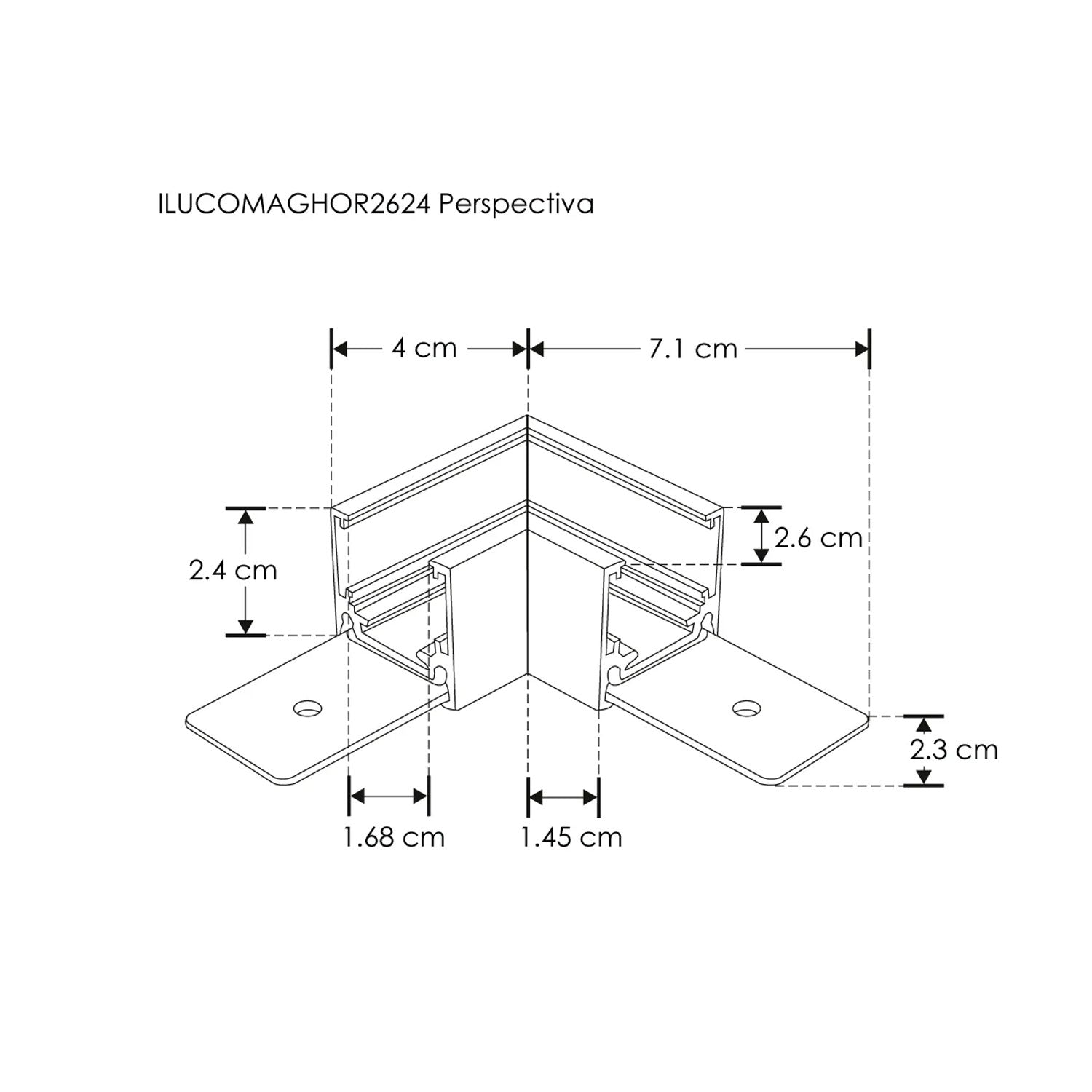 Kit de Cople Negro ILUCOMAGHOR2624  Ángulo 90° Conexión Horizontal para Riel Magnético ILUMILEDS