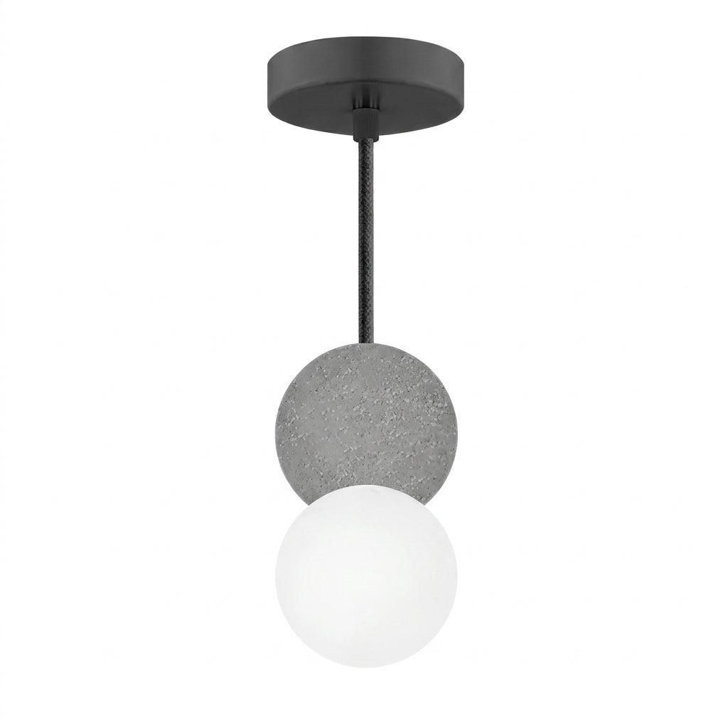 Lámpara Colgante de Techo Téo Dual: Concreto Gris con Esfera de Cristal 8 cm Base G9 -  iLumleds