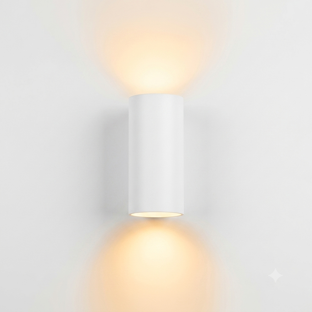 Lámpara Arbotante Cilíndrico para 2 Lámparas GU10 100-240V de Policarbonato Color Blanco - ILUMILEDS