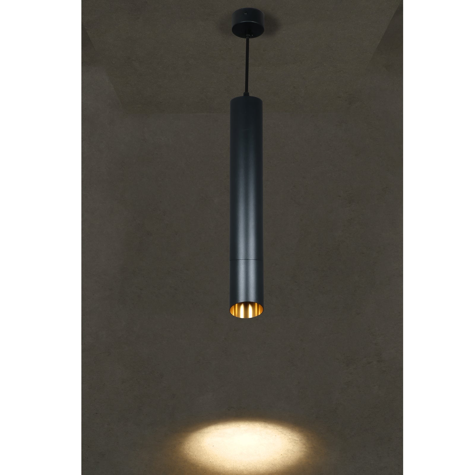 Lámpara Colgante Tubular Negro/Dorado 40cm IP20– Ilumileds