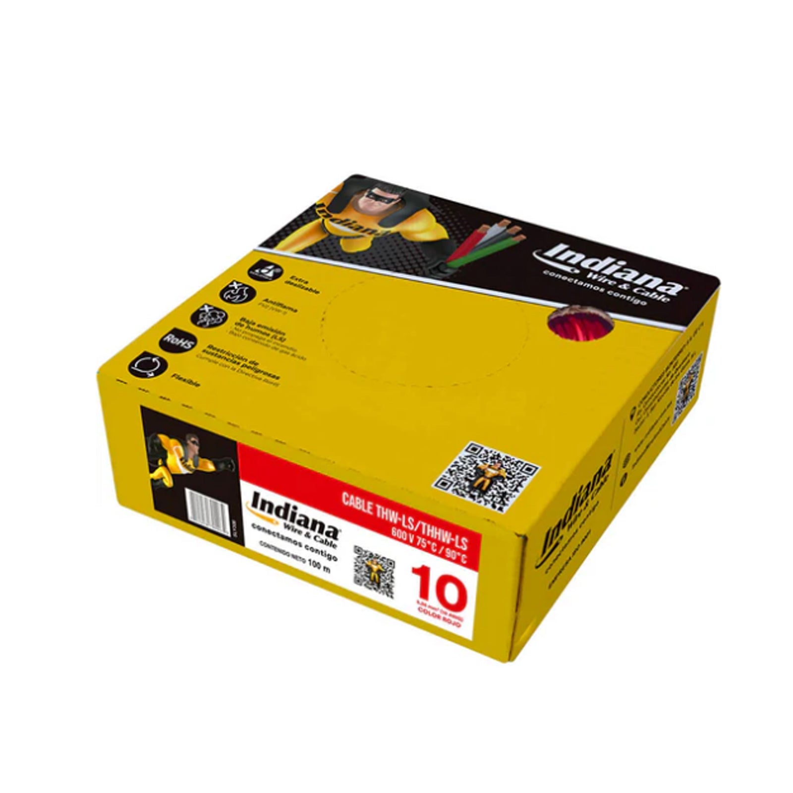 Caja de Cable Calibre 10 THW 600V 100m Rojo - Indiana