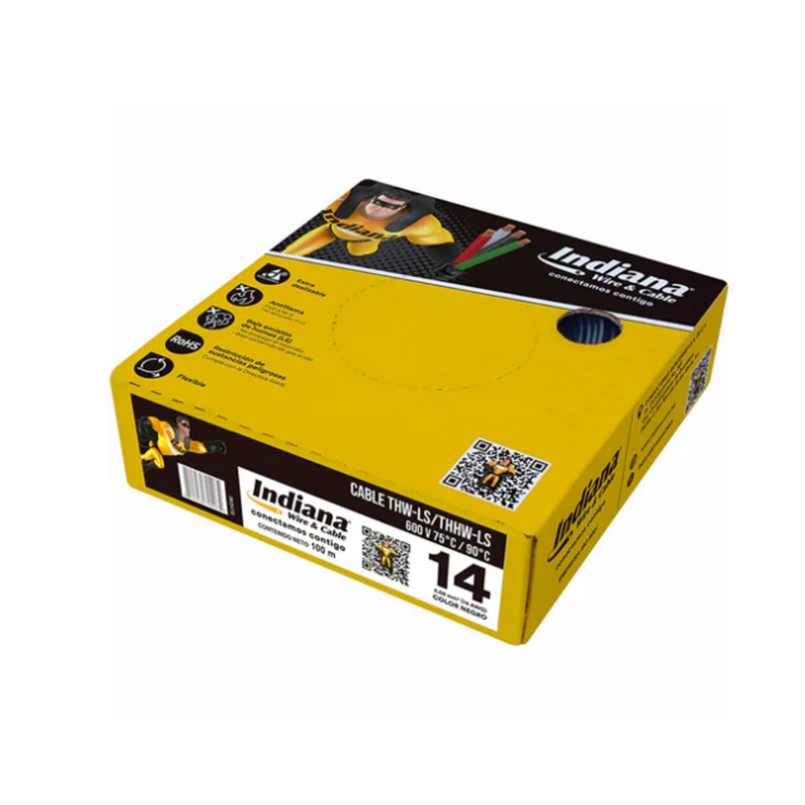 Caja de Cable Calibre 14 600V 100m Negro - Indiana