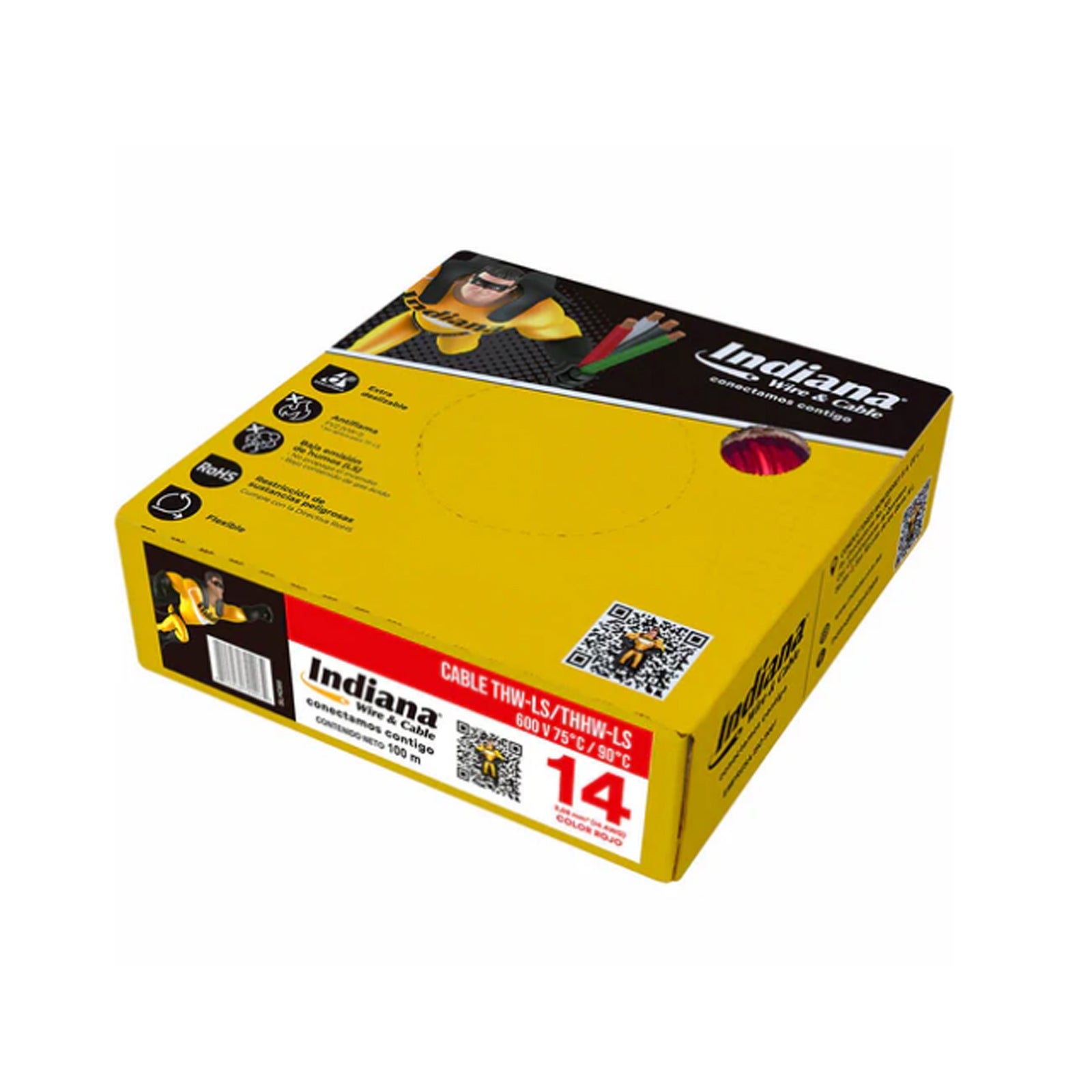 Caja de Cable Calibre 14 600V 100m Rojo - Indiana