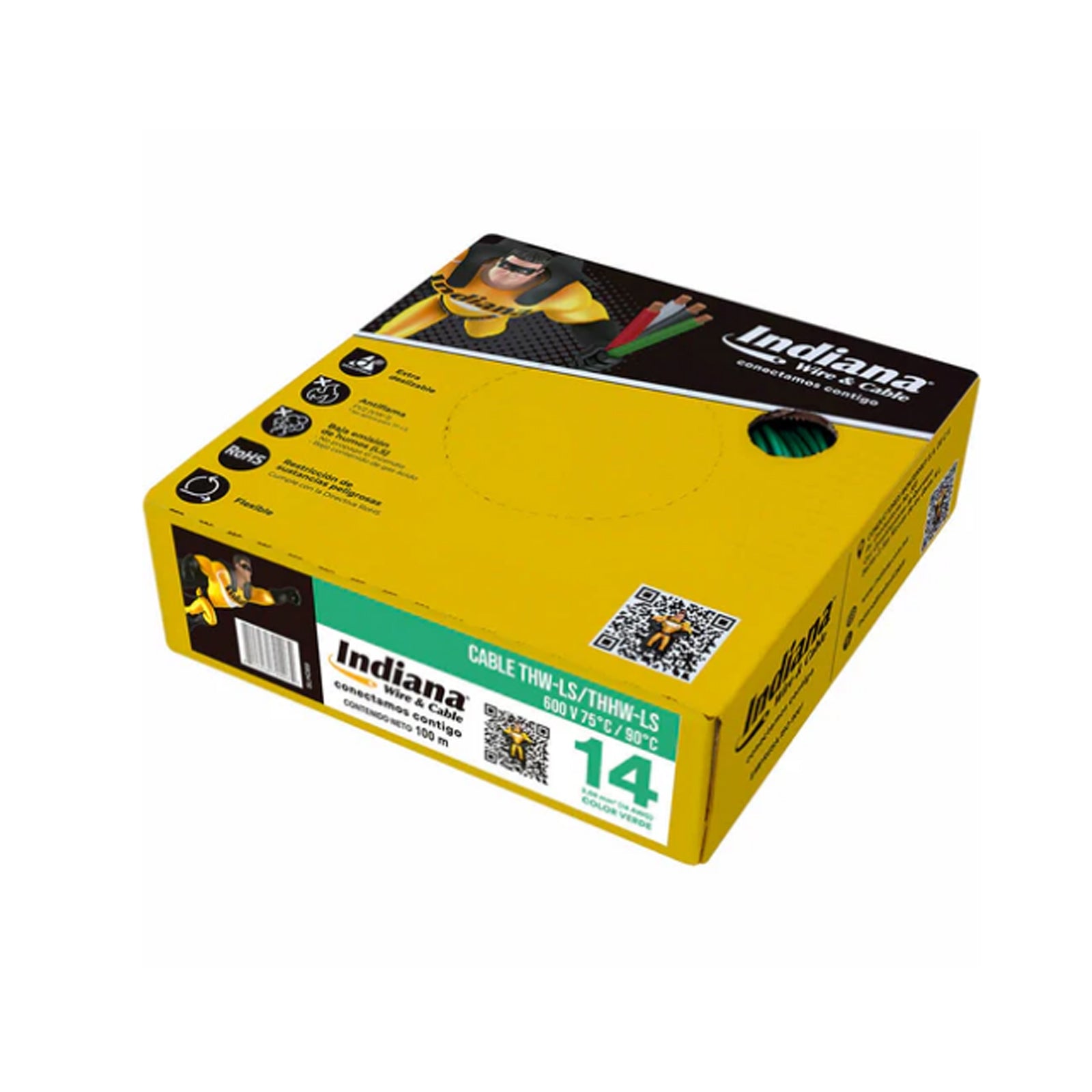 Caja de Cable Calibre 14 600V 100m Verde - Indiana