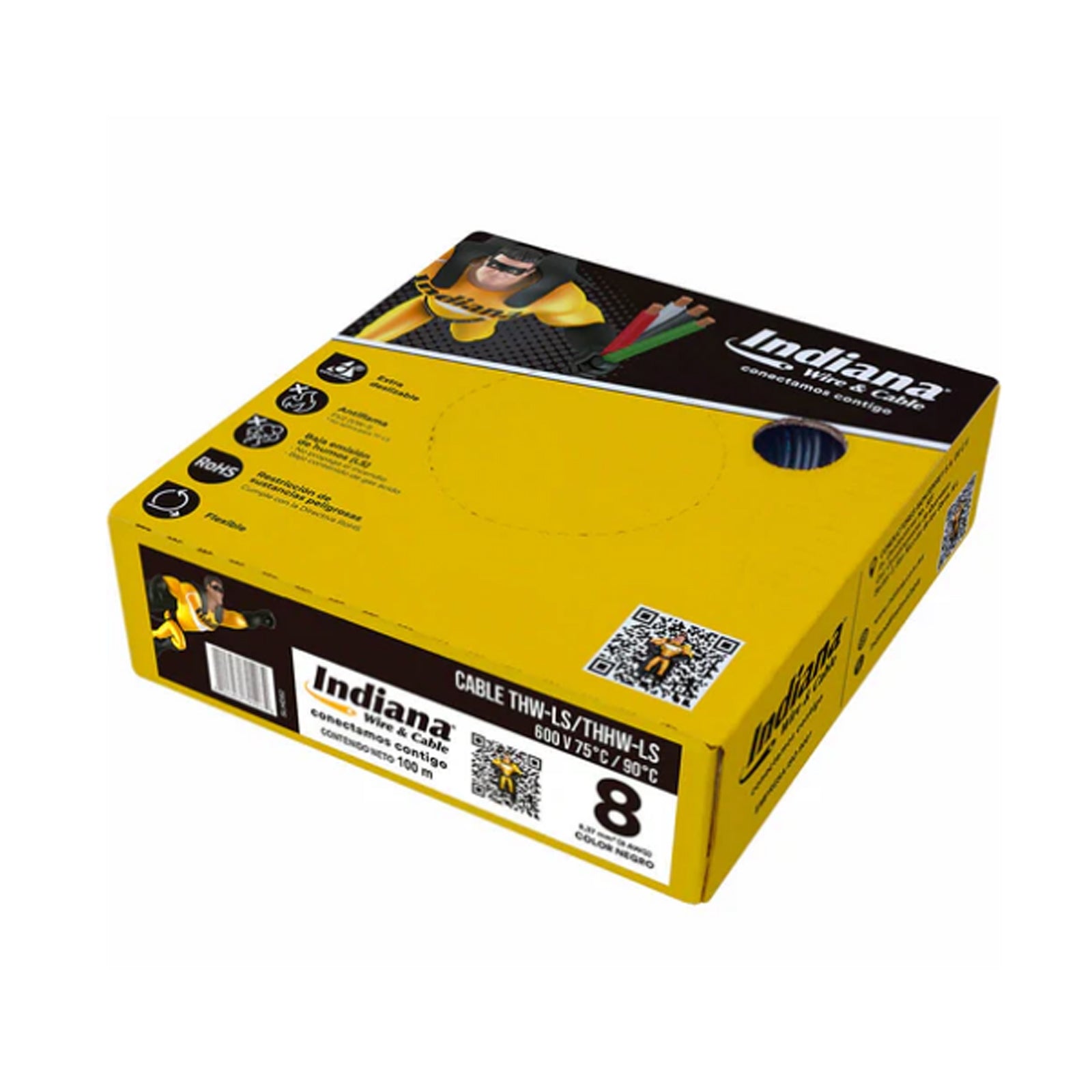 Caja de Cable Calibre 8 THW 600V 100m Negro - Indiana
