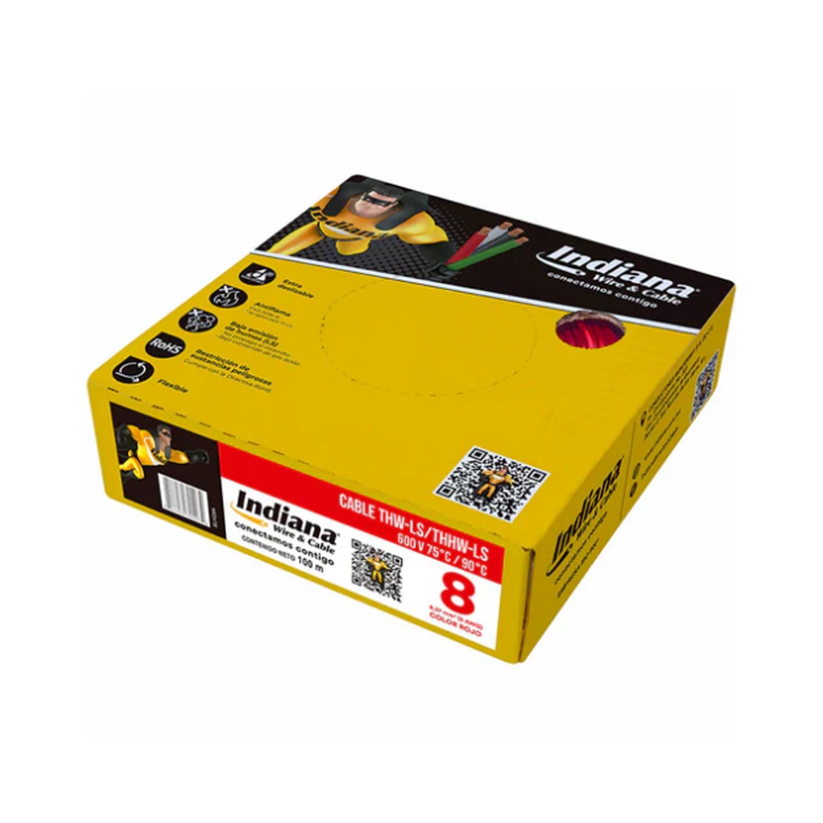Caja de Cable Calibre 8 THW 600V 100m Rojo - Indiana