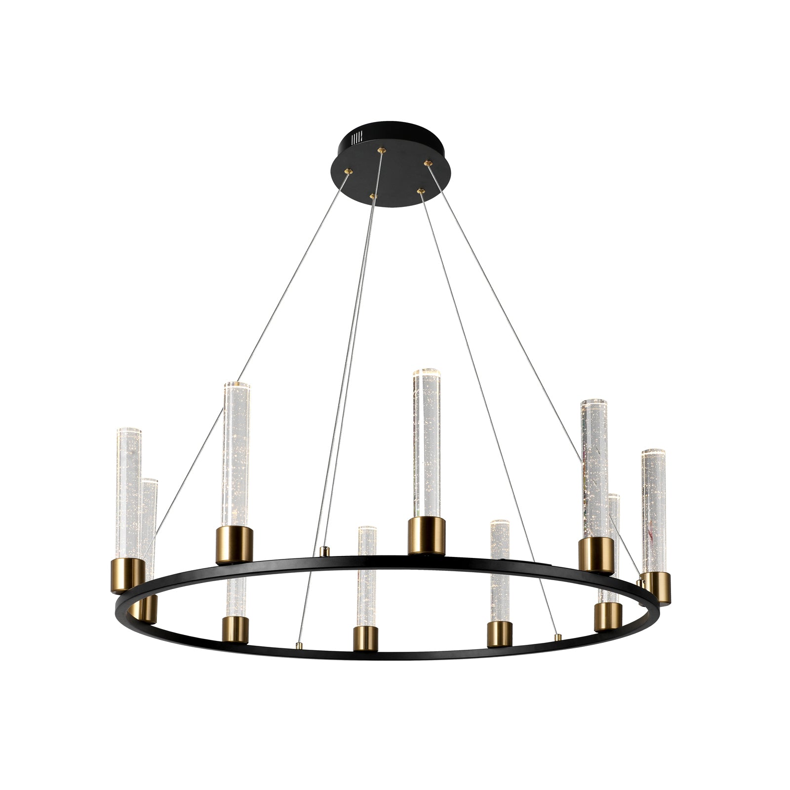 Lámpara LED Colgante Circular Negro y Cobre – 2G