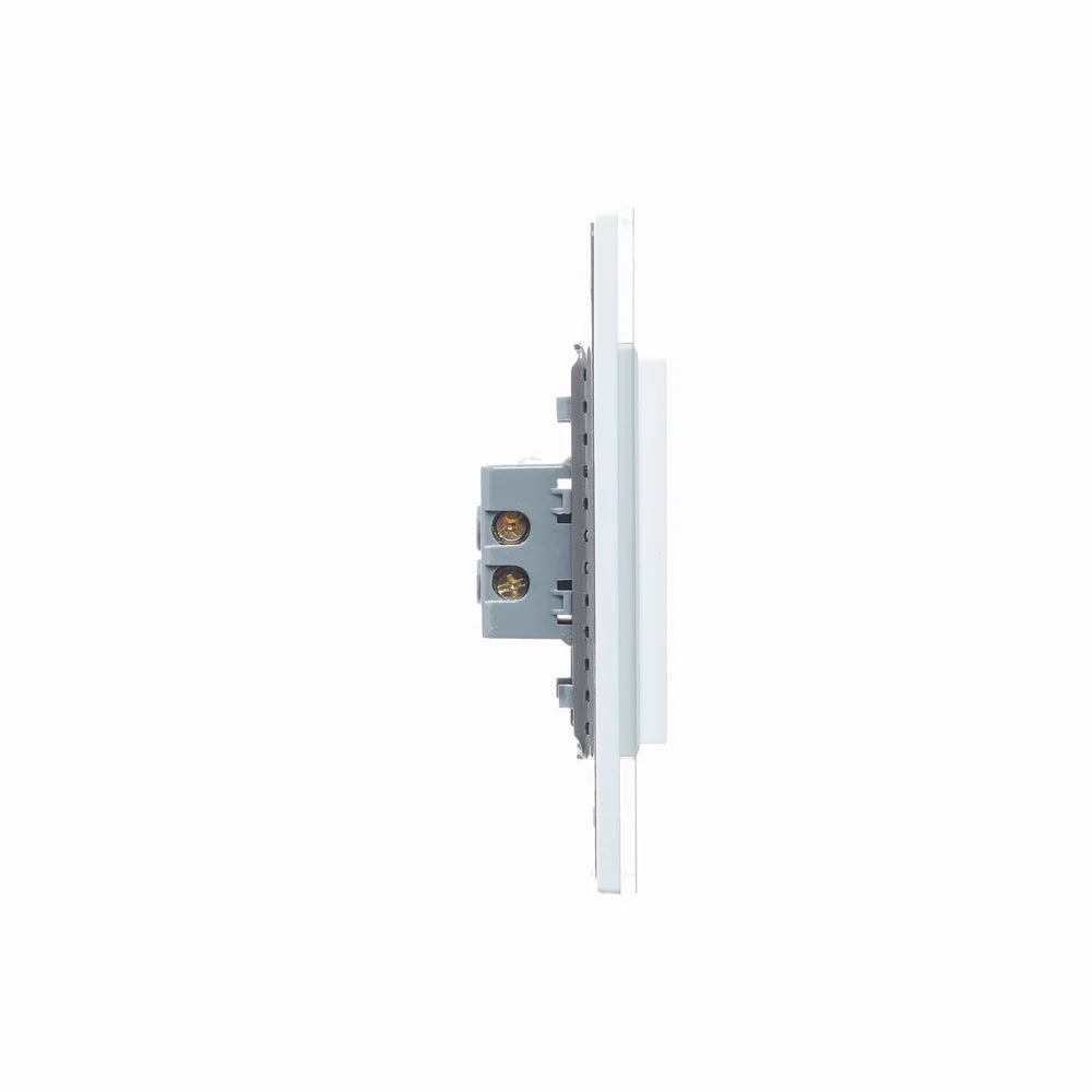 Placa con 1 Interruptor de Escalera de 3 Módulos, Cristal Blanco - LUCEK