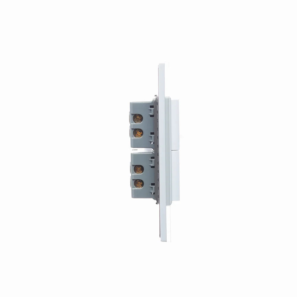 Placa con 1 Interruptor Sencillo y 1 de Escalera de 1.5 Módulos, Cristal Blanco - LUCEK
